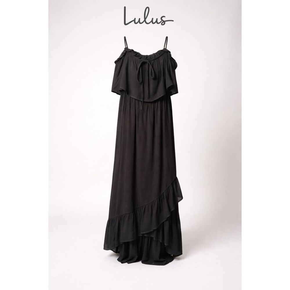 Lulus Black Dress Thin Strap or Strapless Flowy Guaze - S - Picture 1 of 4